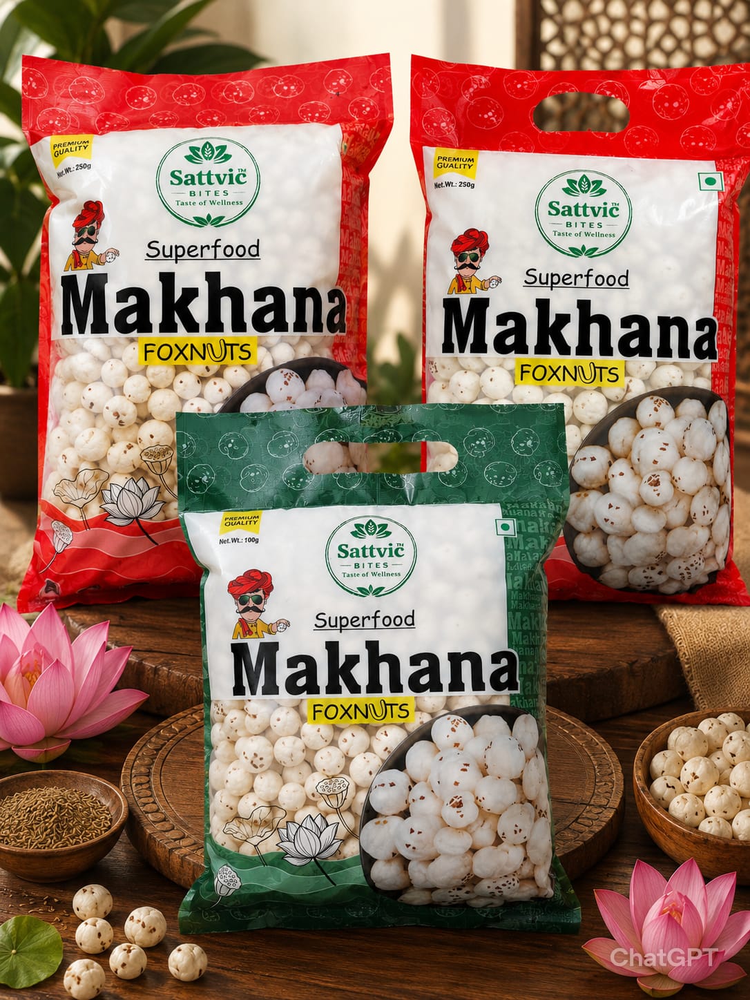 Sattvic Bites Family Pack Makhana 4 Sutta, 5 Sutta and 6 Sutta
