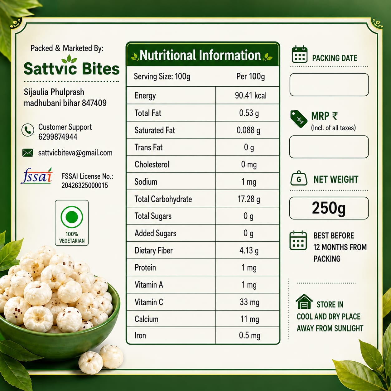 Sattvic Bites 4 Sutta Makhana